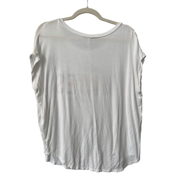 Hem & Thread Good Vibes Only Graphic Tee Women S White Oversized Essential Basic - Picture 2 of 10